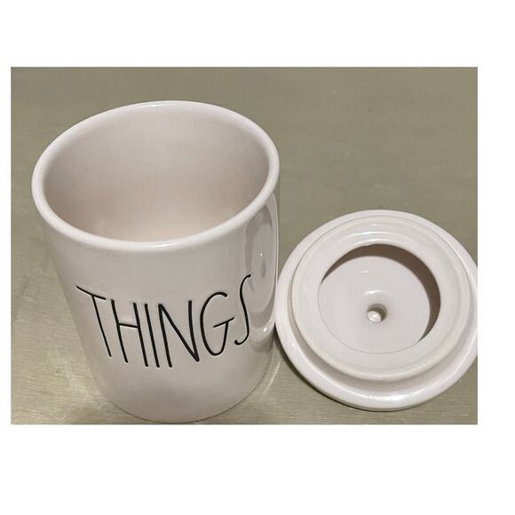 Rae Dunn 2‎ Pieces Ceramic Bathroom Set Dish Wash Plate And Things Jar With Lid - Picture 5 of 6